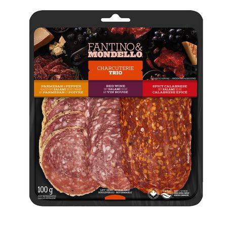 Fantino & Mondello Sliced Salami, Charcuterie Meat Trio (3.53 oz)