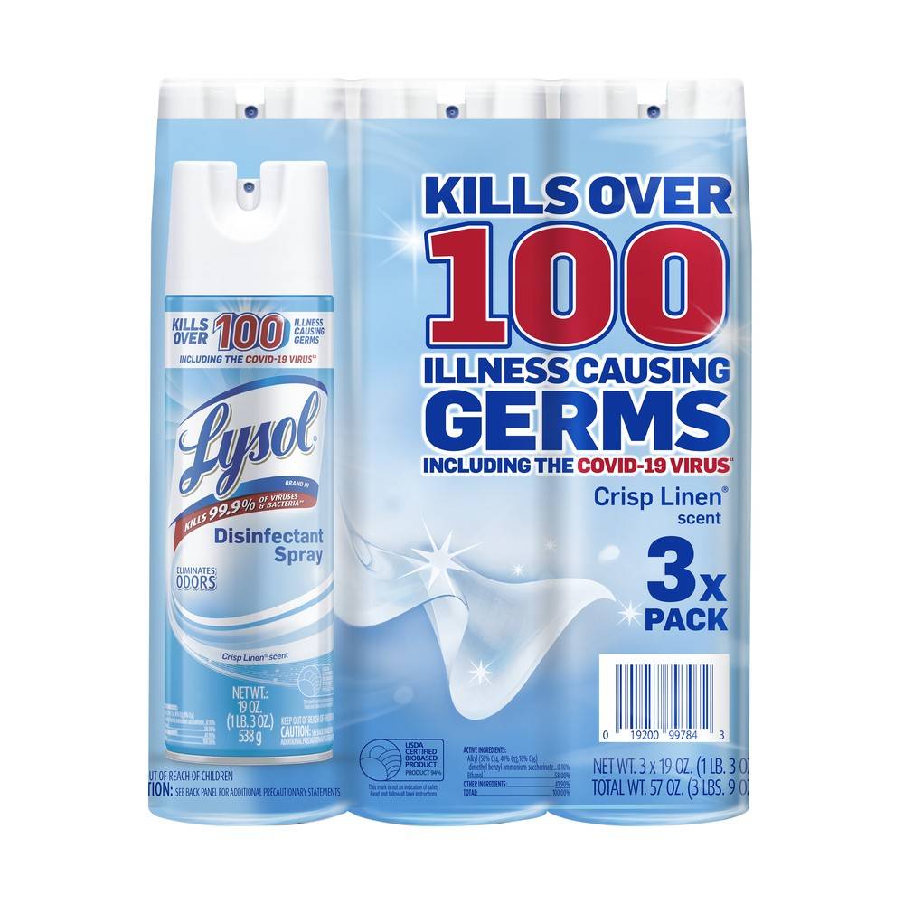 Lysol Crisp Linen Scented Disinfectant Spray ( 3 ct, 19 oz)