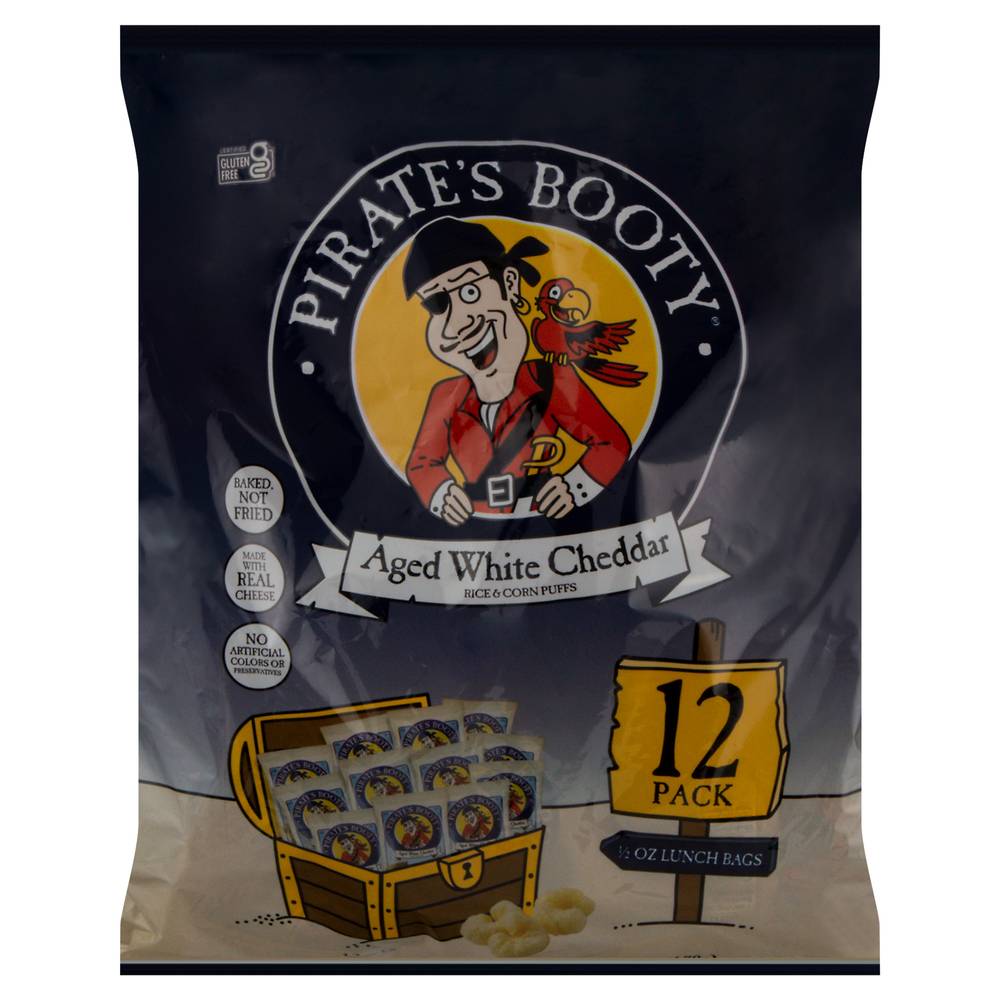 Pirate's Booty Aged White Cheddar Rice & Corn Puffs (6 oz, 12 ct)