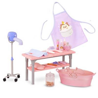 Our Generation Scrub & Style Pet Grooming Table Accessory Set for 18'' Dolls