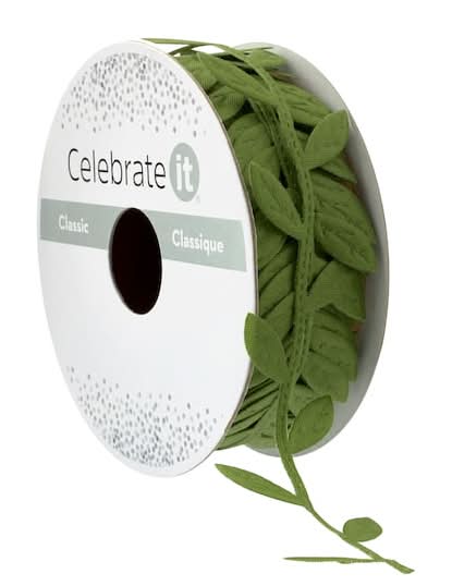Celebrate It Classic Leaf Ribbon, 1" X 3Yd., Green