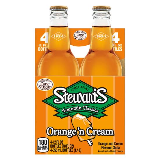 Stewart's Orange 'N Cream Soda (4 ct, 12 fl oz)