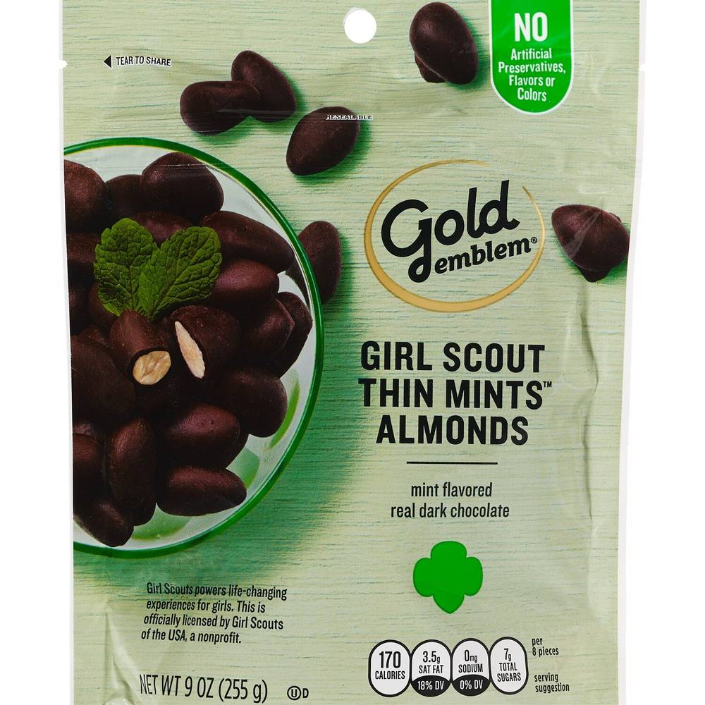 Gold Emblem Girl Scout Thin Dark Chocolate Almonds (mint)
