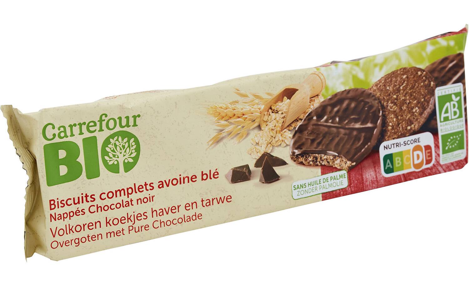 Carrefour Bio - Biscuits avoine blé chocolat noir (200g)