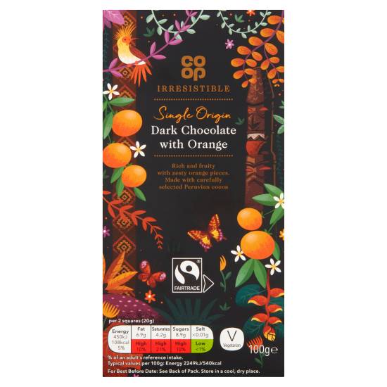 Co-Op Irresistible Fairtrade Single Origin Dark Chocolate With Orange 100g
