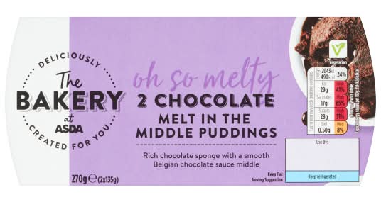 ASDA The Bakery Chocolate Melt in the Middle Puddings (2 pack)