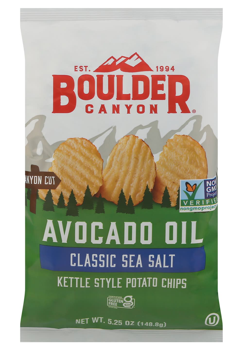 Boulder Canyon Kettle Style Potato Chips With Avocado Oil, Classic Sea Salt (5.25 oz)
