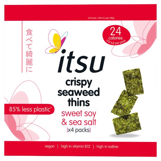 itsu Sweet Soy & Sea Salt, Crispy Seaweed Thin Chips (4 pack)