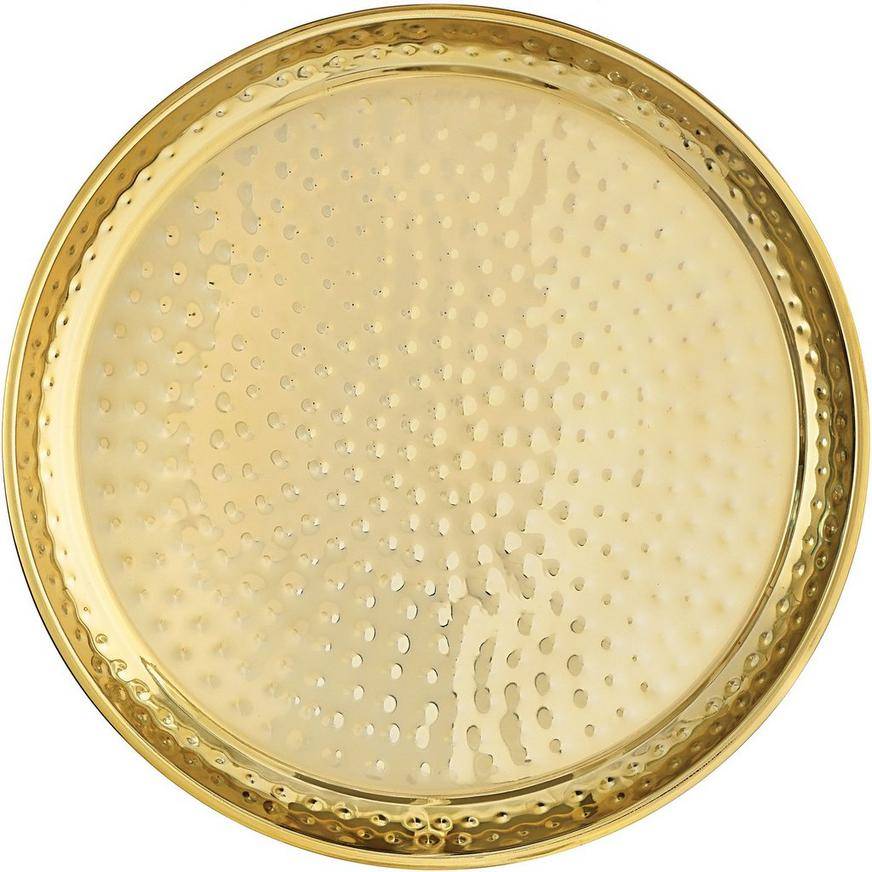 Party City Stainless Steel Hammered Serving Tray (gold)