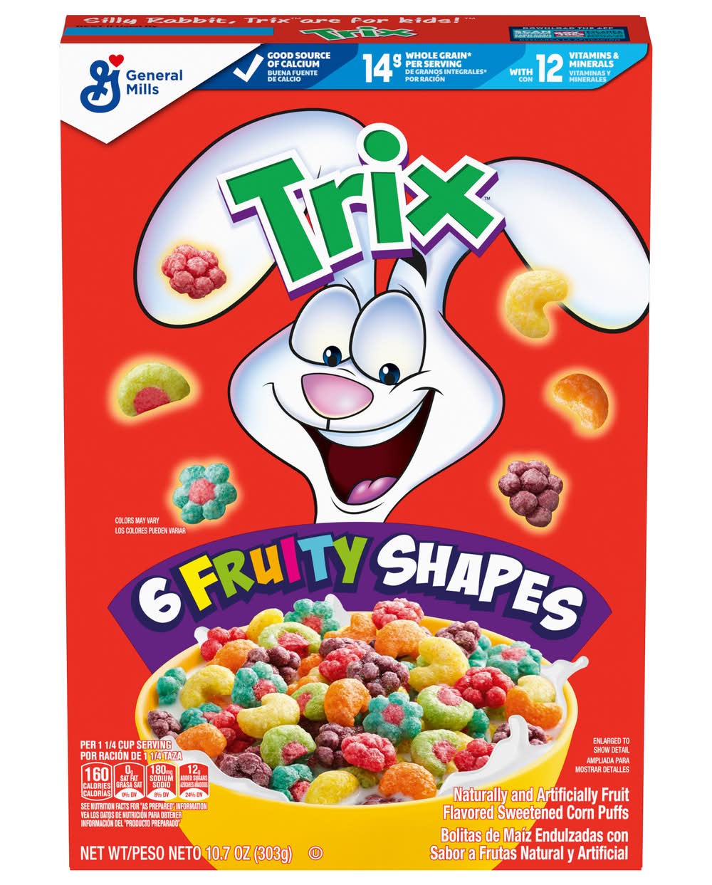 Trix 6 Fruity Shapes Sweetened Corn Puffs Cereal, Fruit (10.7 oz)