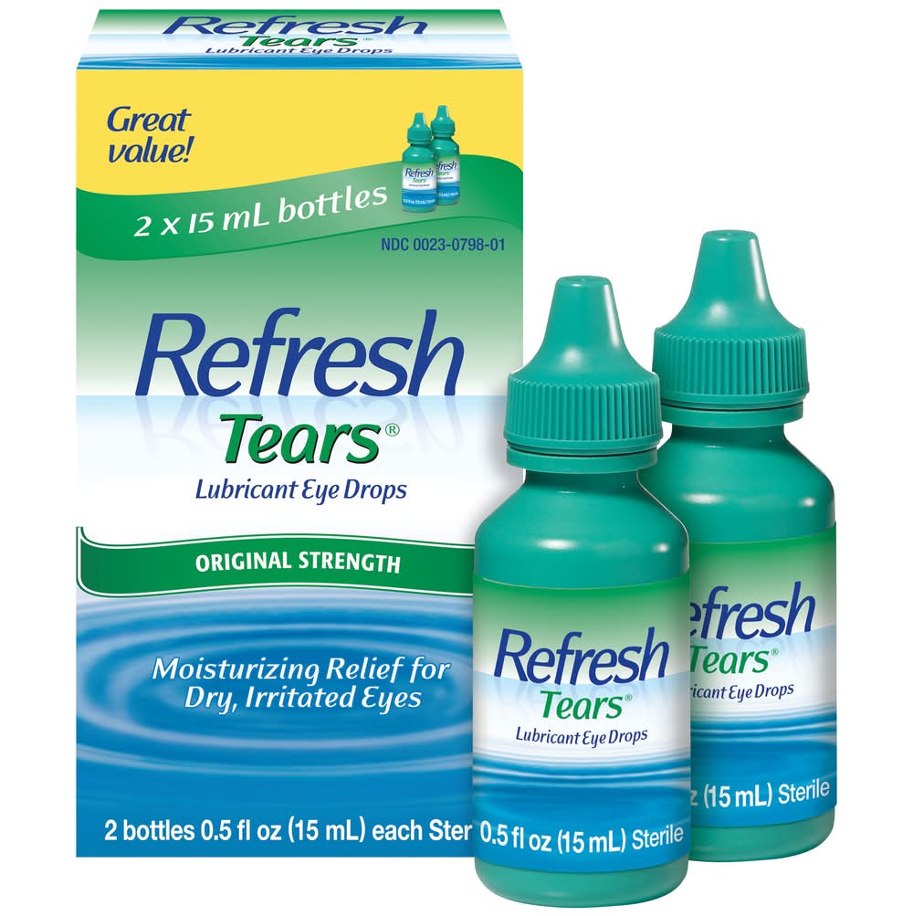 Refresh Tears Original Strength Moisturizing Relief Lubricant Eye Drops (2 x 0.5 fl oz)