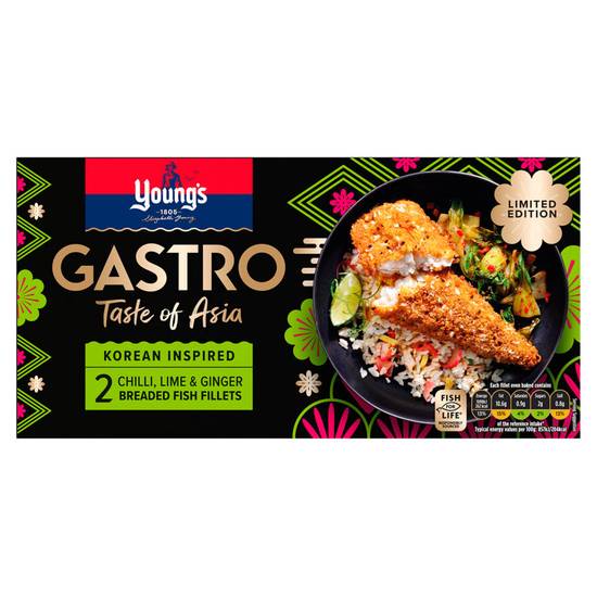 Young's Limited Edition Gastro 2 Chilli, Lime & Ginger Breaded Fish Fillets 270g