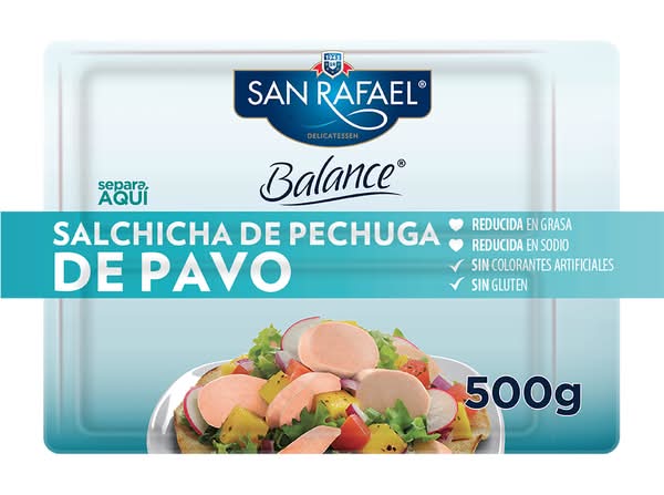 San Rafael · Balance salchicha de pechuga de pavo (500 g)