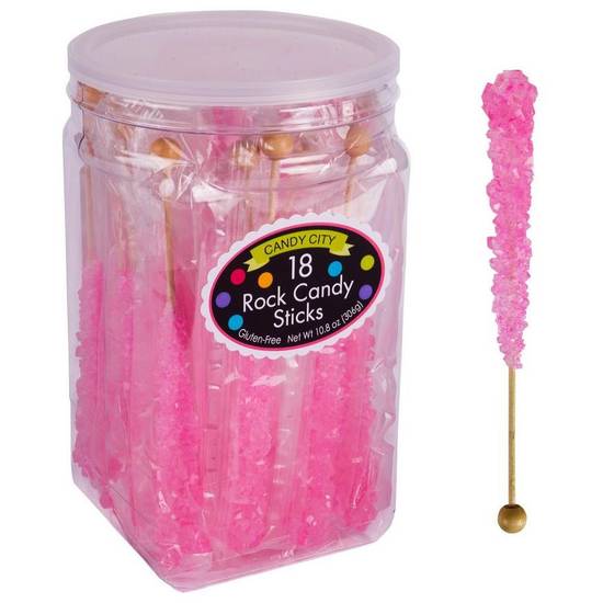 Pink Rock Candy Sticks, 18ct - Strawberry Flavor