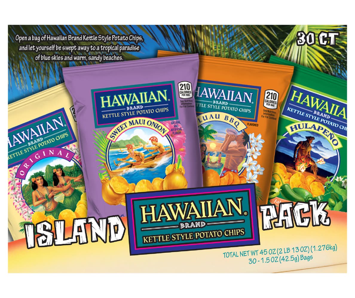Hawaiian Kettle Style Potato Chips Island pack (1.5 oz, 30 ct)