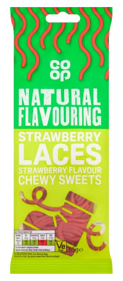 Co-op Strawberry, Chewy Sweets Laces Candy (65g)