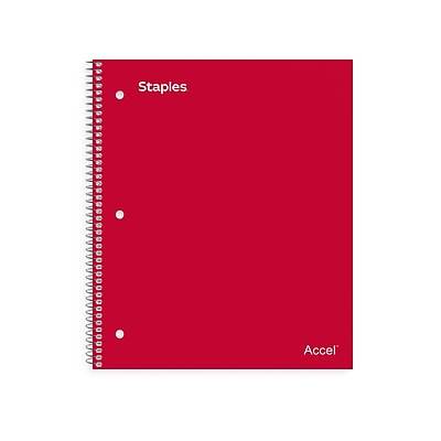 Staples Premium 1 Subject Wide Ruled Notebook (red) Tr20958