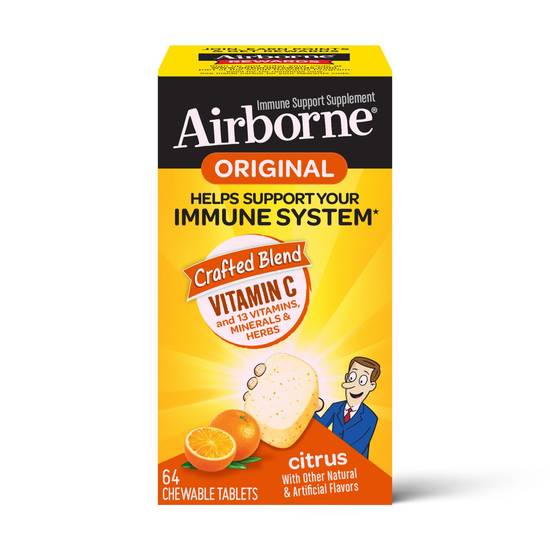 Airborne Original, Vitamin C Chewable Tablets, 1000mg, Citrus, 64 CT