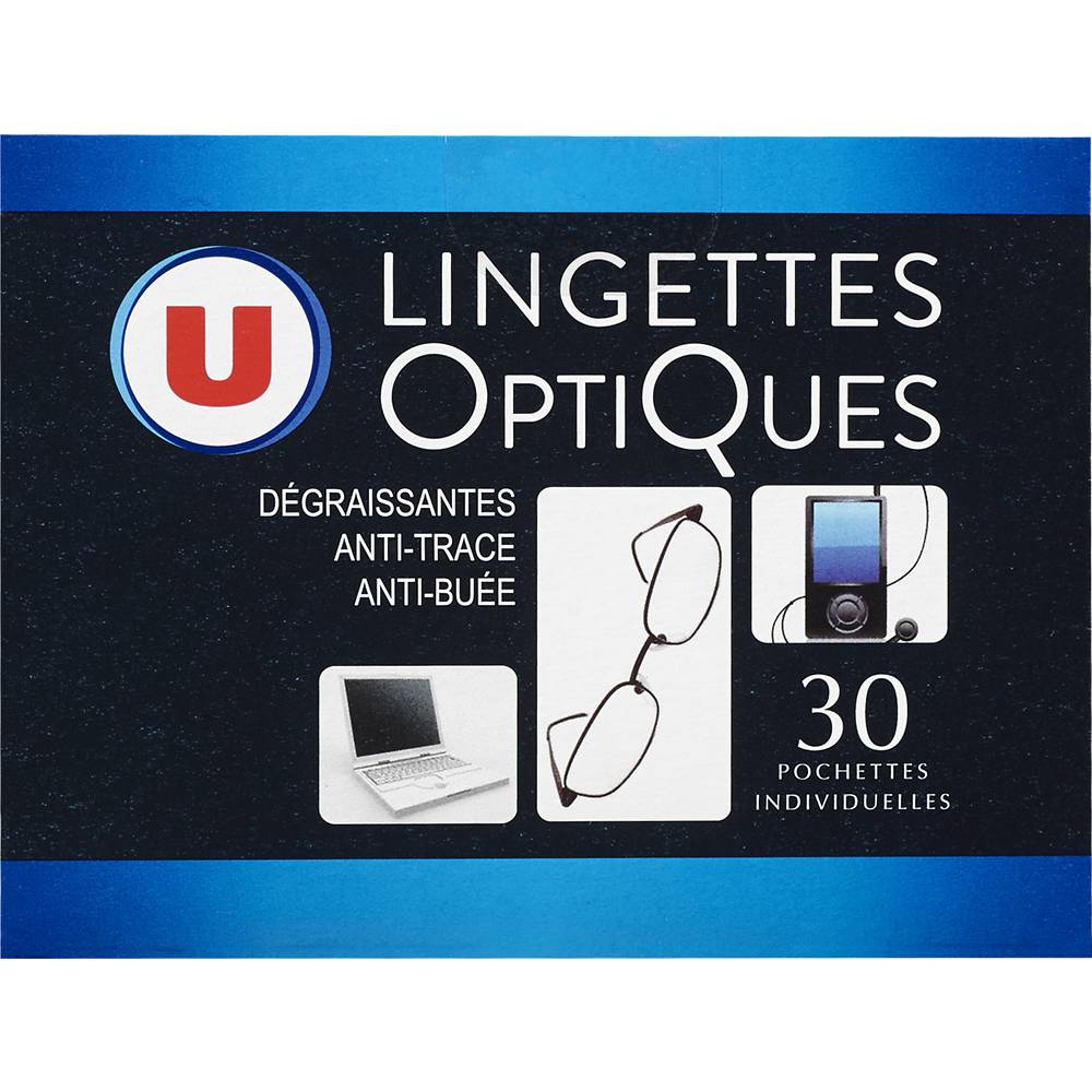 U - Lingettes nettoyantes pour lunettes (30 pièces)