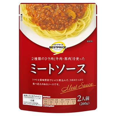 トップバリュ　ベストプライス　ミートソース（西）　２人前　２６０ｇ