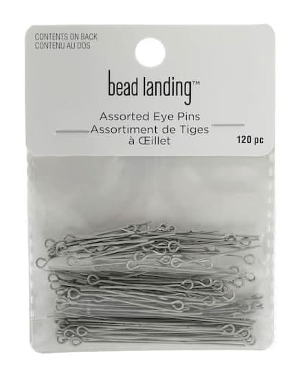 Bead Landing Eye Pins Mix, Oxidized Silver Tone (120 ct)