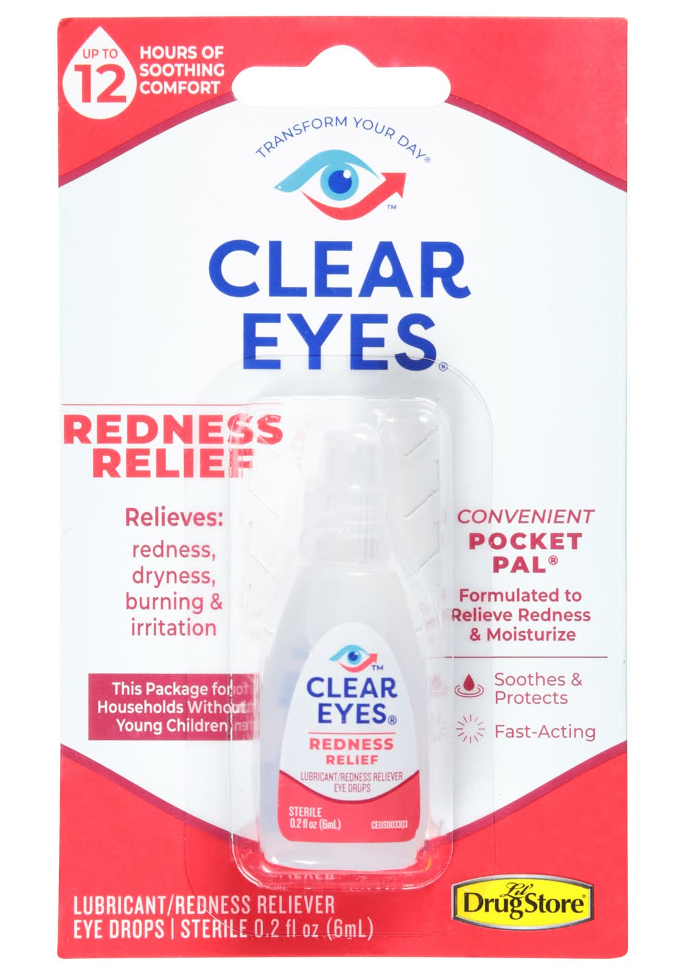 Clear Eyes Handy Pocket Pal Redness Relief Eye Drops (0.2 fl oz)