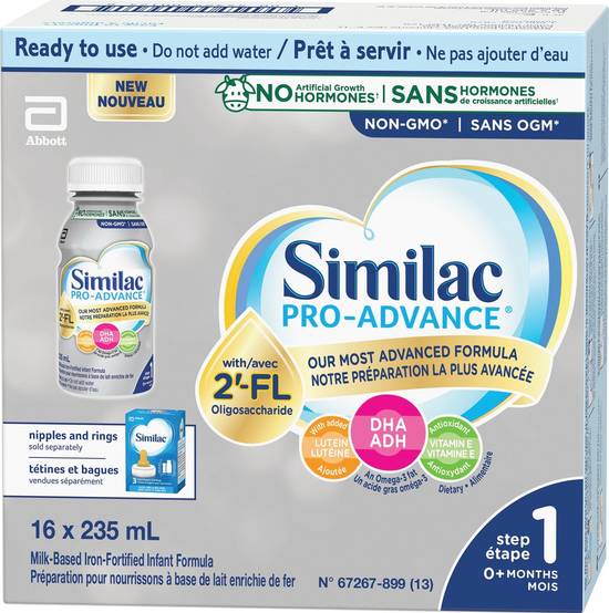 Similac Pro-Advance Step 1 Baby Formula With 2'-fl Ready-To-Use (16 ct x 235 ml)
