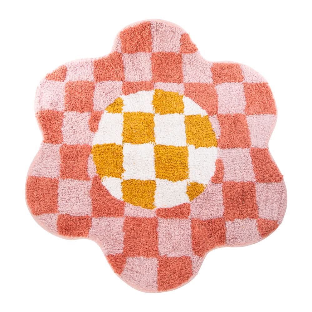 Trendy Shaped Rug 30in Checkered Flower