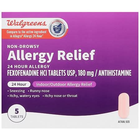 Walgreens Non-Drowsy 24 Hour Allergy Relief Tablets 180 mg (5 ct)