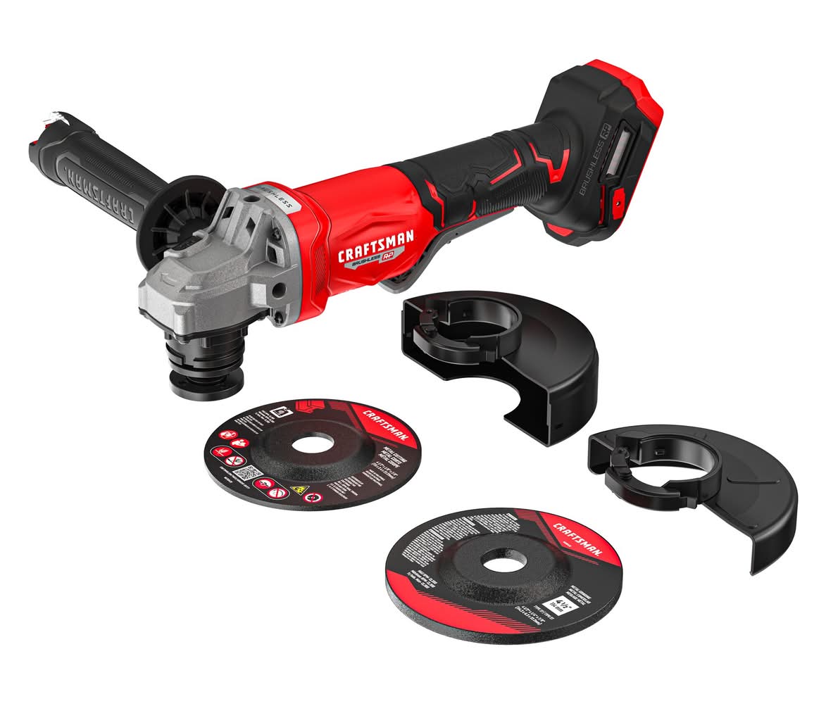 CRAFTSMAN 4.5-in 20-volt max 3-Amp Paddle Switch Brushless Cordless Angle grinder