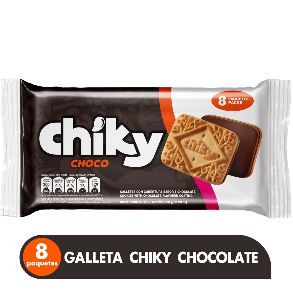 Chiky galletas con cobertura de chocolate (8 un)