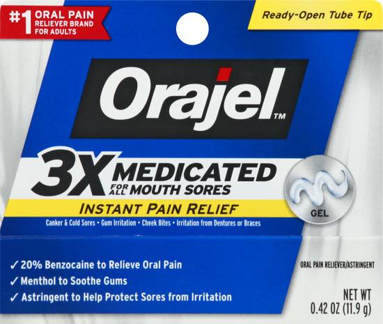 Orajel 3x Medicated For All Mouth Sores Gel