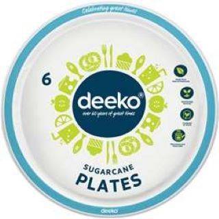 Deeko Sugarcane Plates 26cm 6 Pack