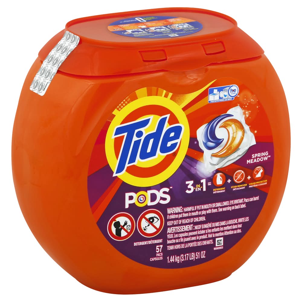 Tide Laundry Detergent Pods Capsules, Spring Meadow (51 oz, 57 ct)