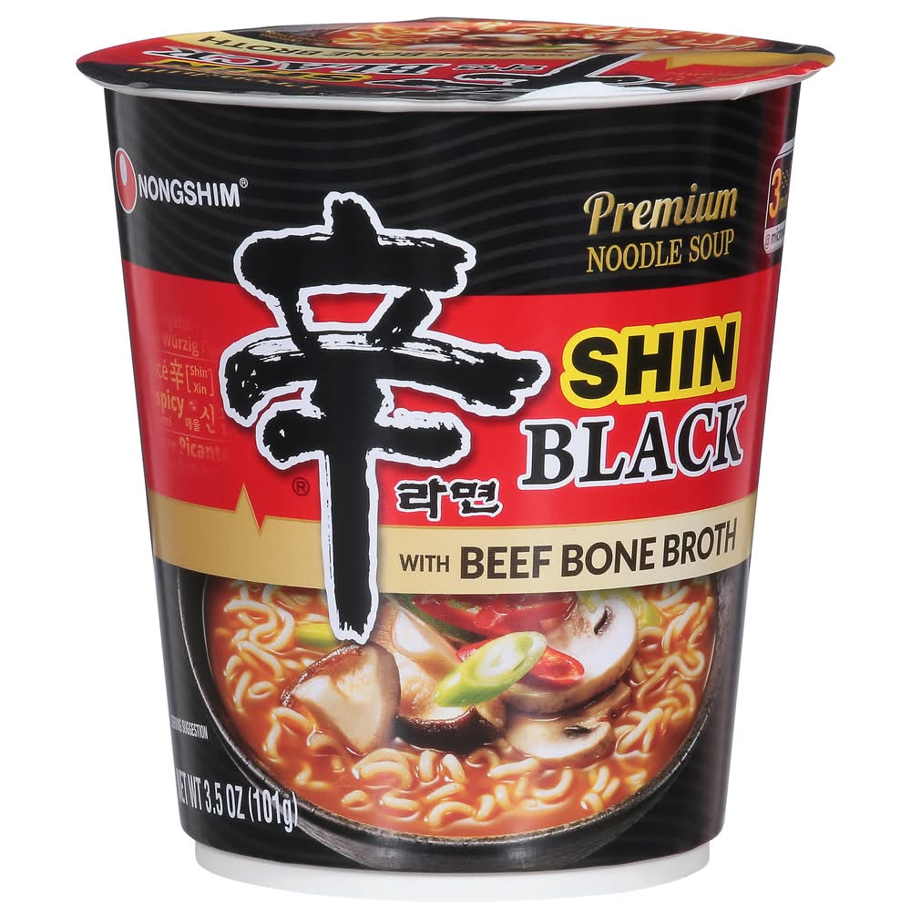 Nongshim Shin Black Premium Noodle Soup, Spicy Beef Bone Broth (3.5 oz)