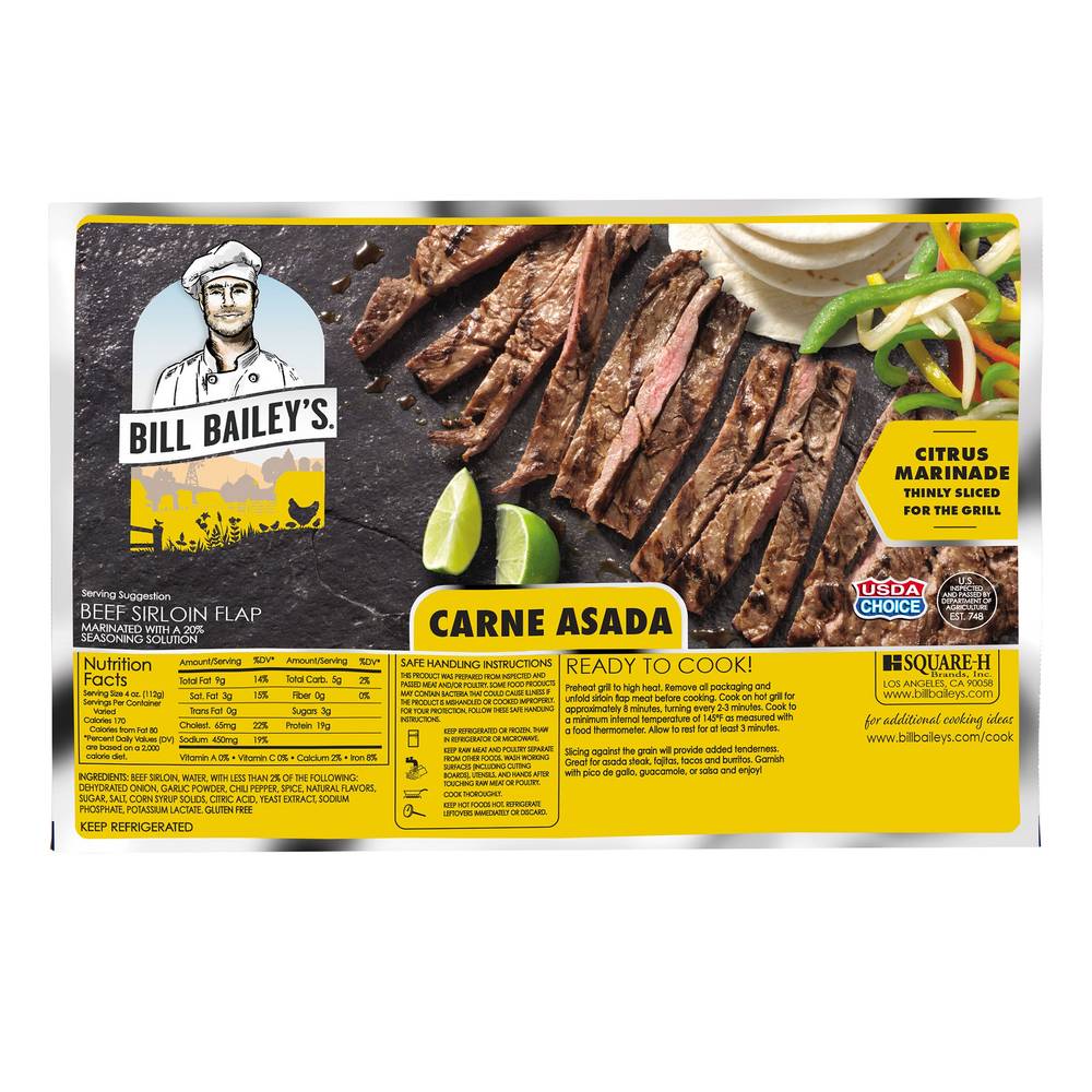 Bill Bailey's Carne Asada Beef Sirloin Flap, Onion, Garlic & Citrus Marinade