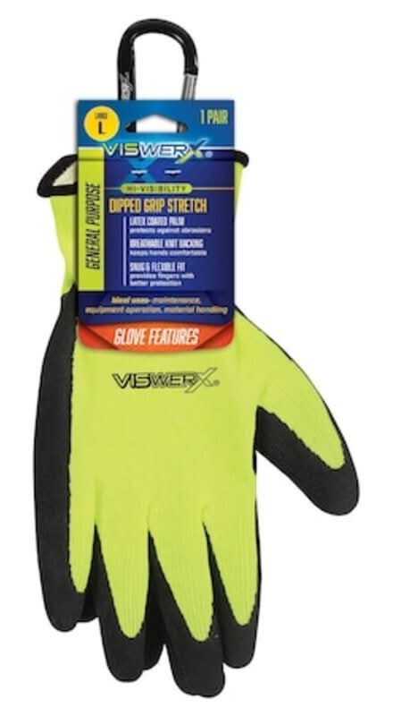 Viswerx Hi-Vis Knit Glove Dipped Palm Large
