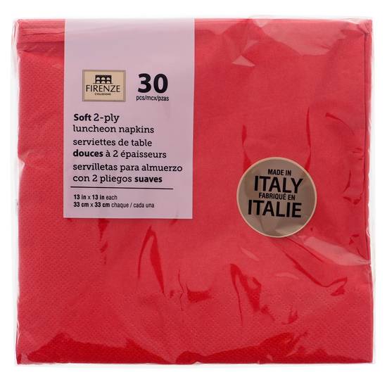 Firenze Luncheon Napackins 2 Ply - Red, 30 Pack (33x33 cm)