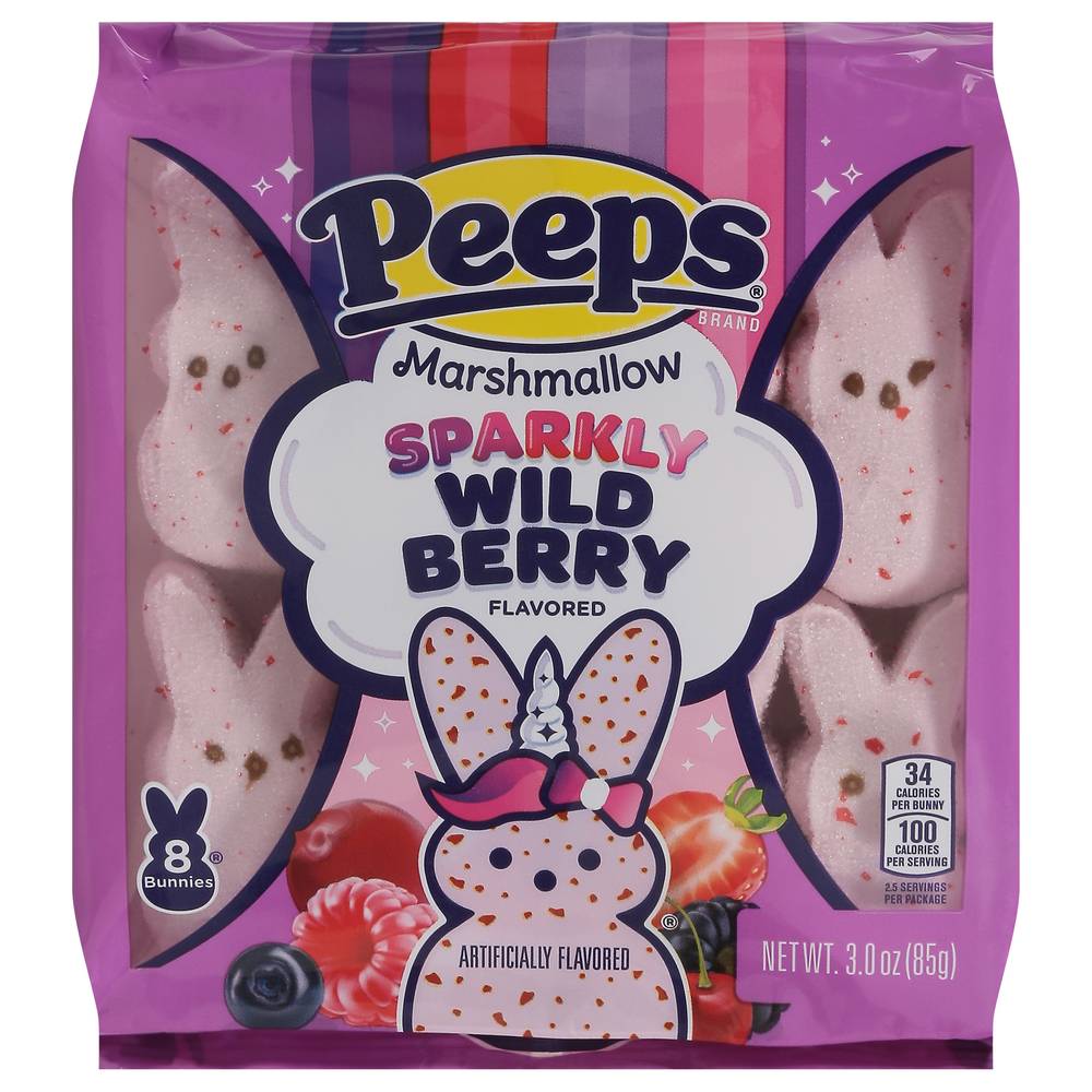 Peeps Sparkly Marshmallow Bunnies, Wild Berry (3 oz, 8 ct)