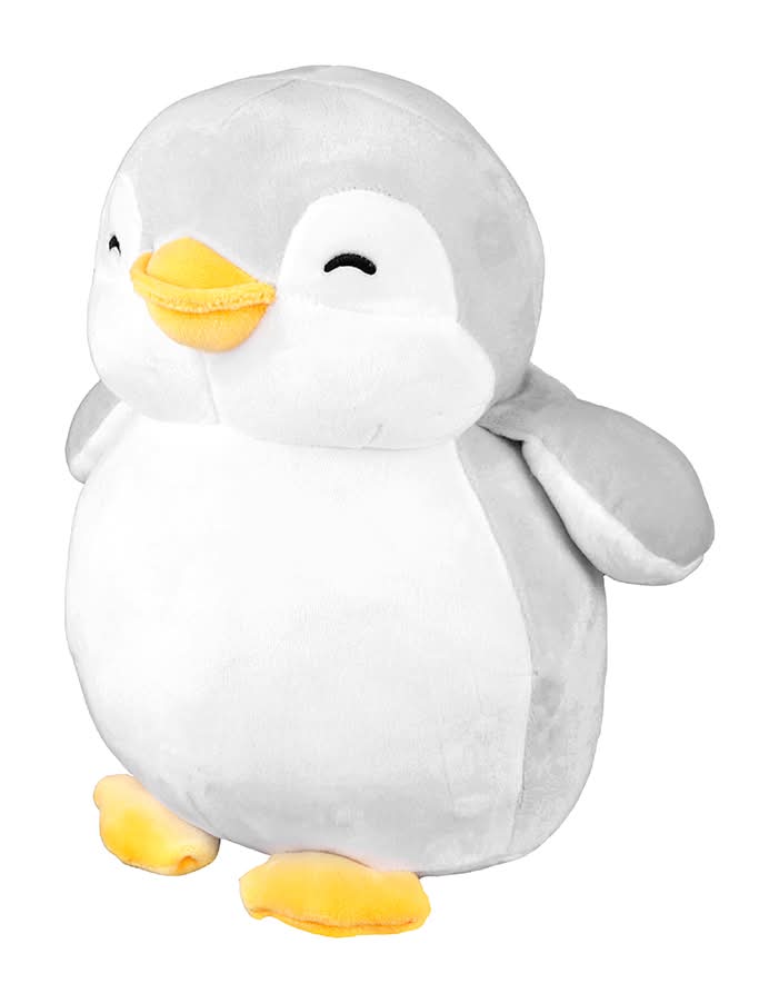 Miniso · Peluche pingüino redondo, 24 cm, gris