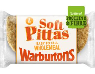 Warburtons 4 Wholemeal Soft Pittas