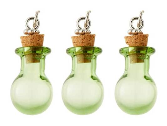 Bead Landing Found Objects Bottle Charms, 32 mm, Green (3 ct)