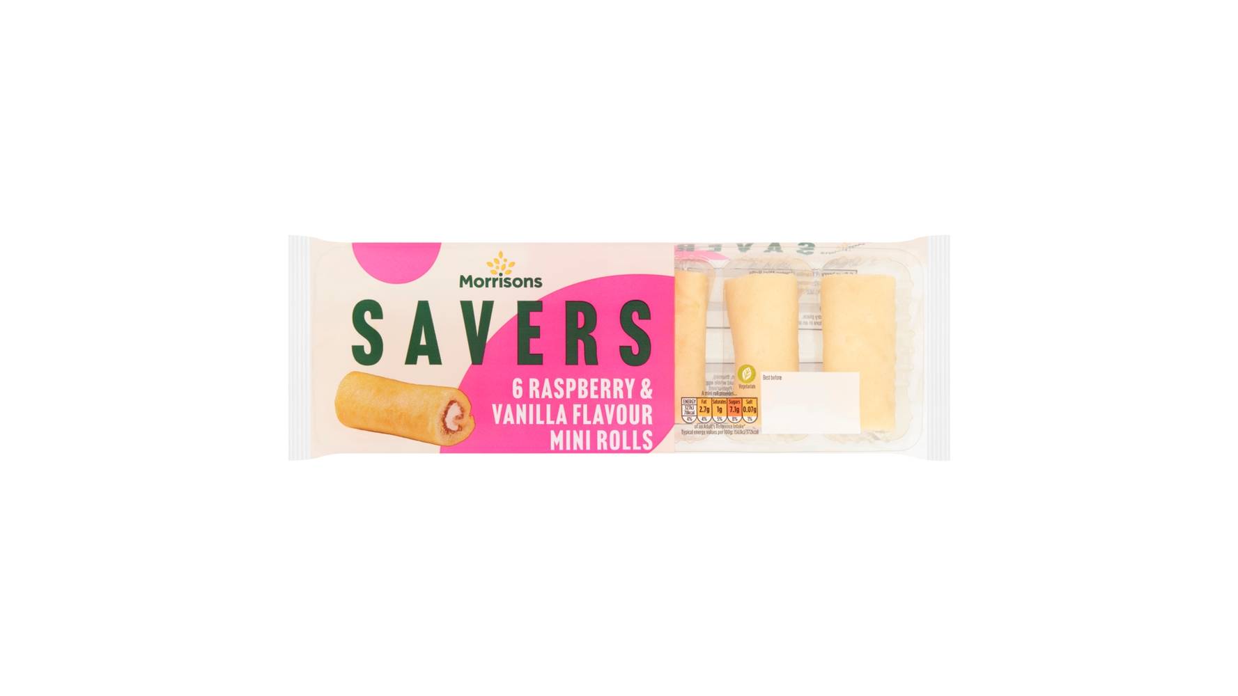 Morrisons Savers Raspberry & Vanilla Mini Rolls 6 ct