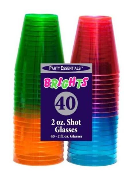 Party Essentials Hard Plastic 2oz Neon Shot Glass (80 fl oz)