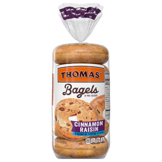 Thomas' Cinnamon Raisin Pre-Sliced Bagels (6 ct)