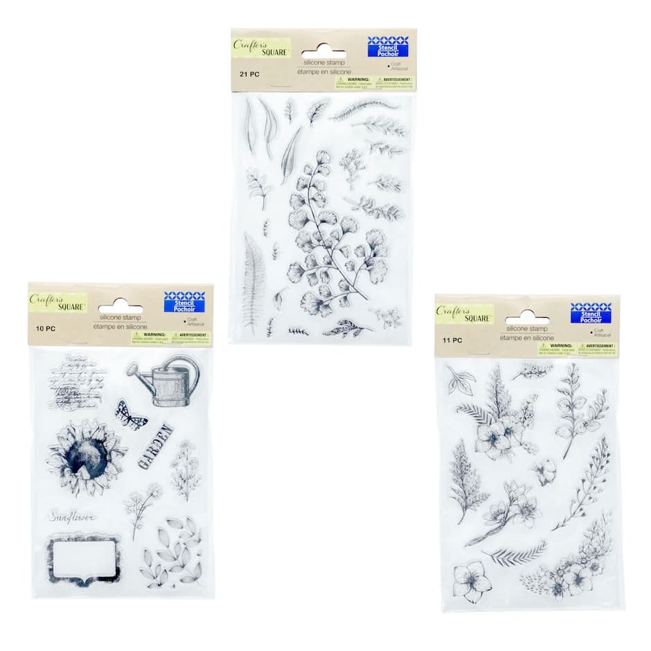 Crafters Square Silicone Stamps, 3 Styles