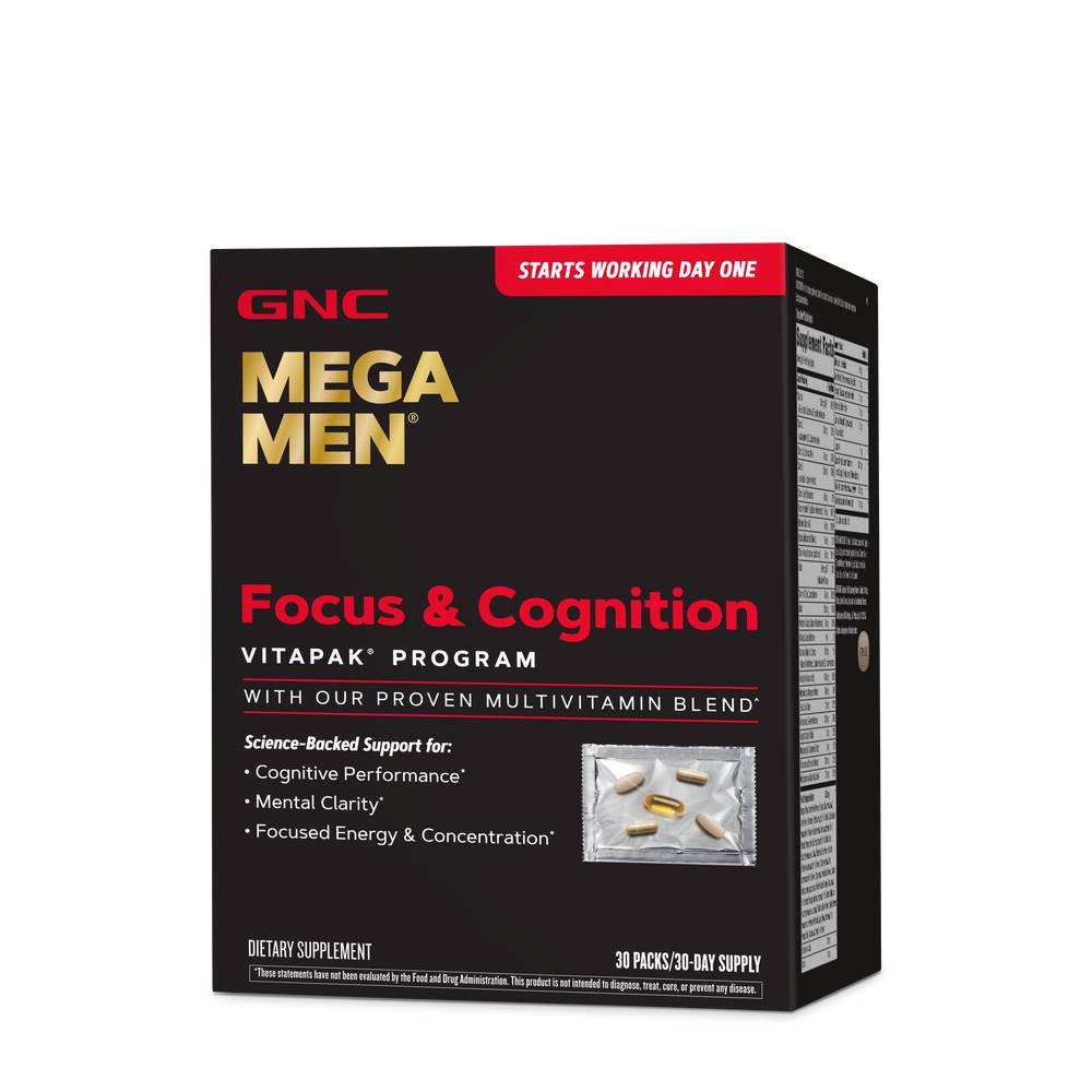 Gnc Mega Men Focus & Cognition Vitapak Dietary Supplement (30 ct)