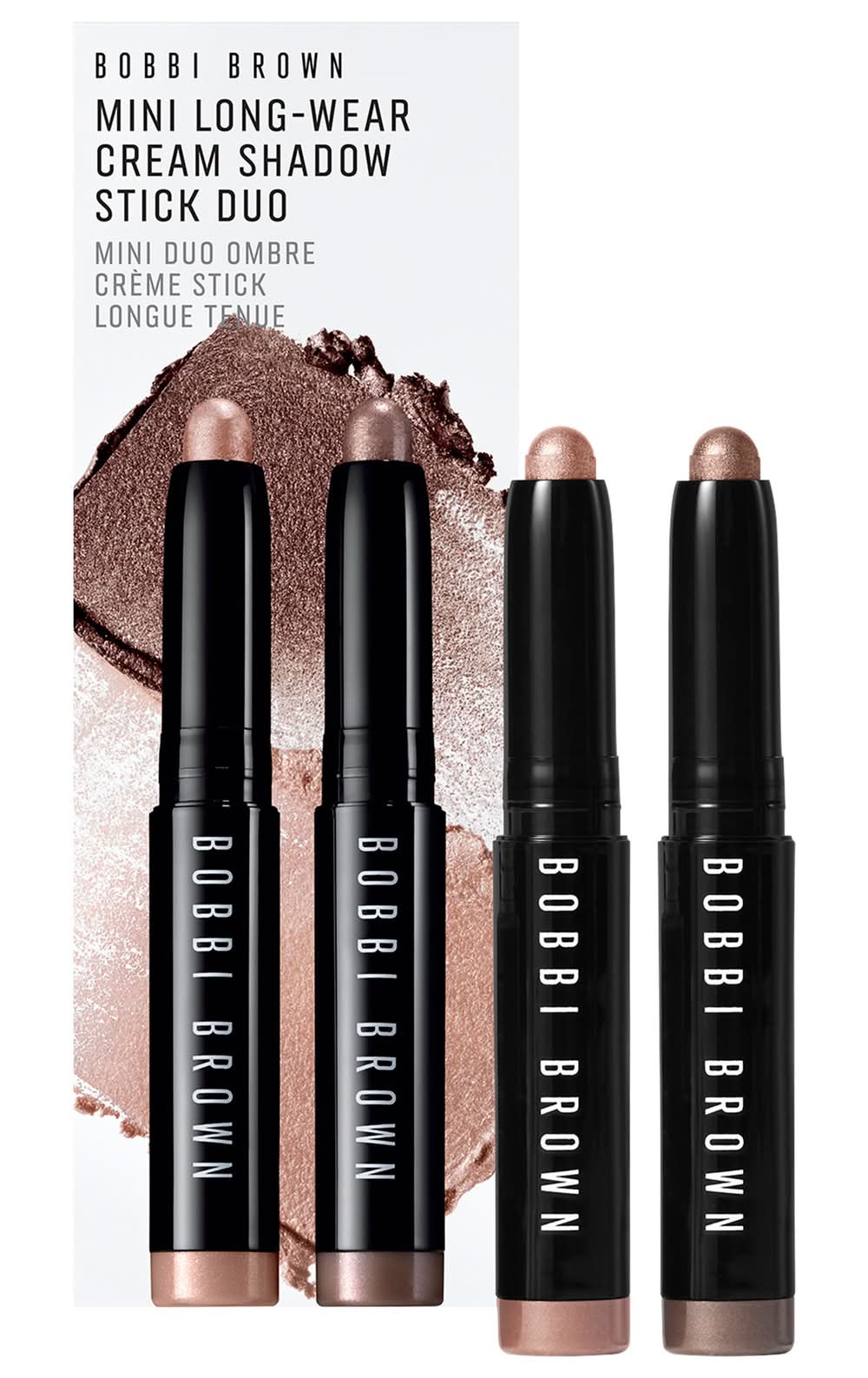 Bobbi Brown Mini Long-Wear Cream Waterproof Eyeshadow Stick Duo Golden Pink & Smokey Topaz