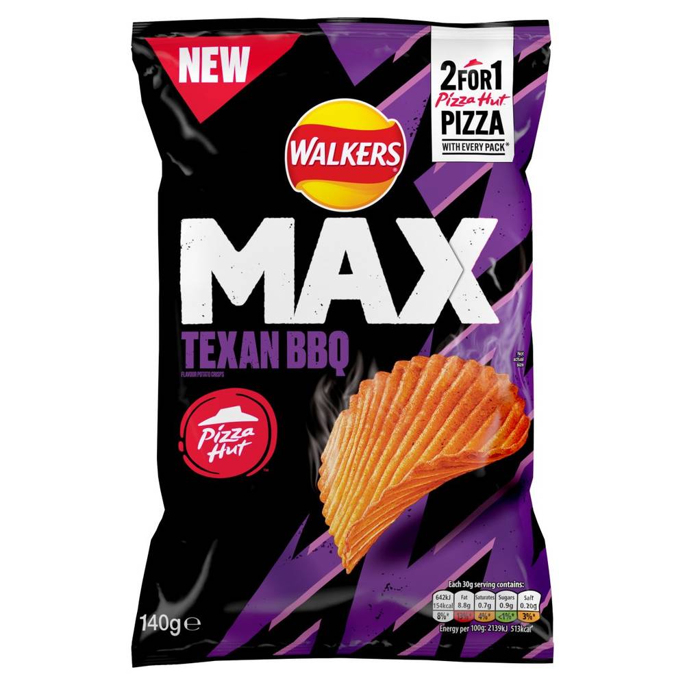 Walkers Texan Bbq, Max Ridged Potato Crisps (140g)