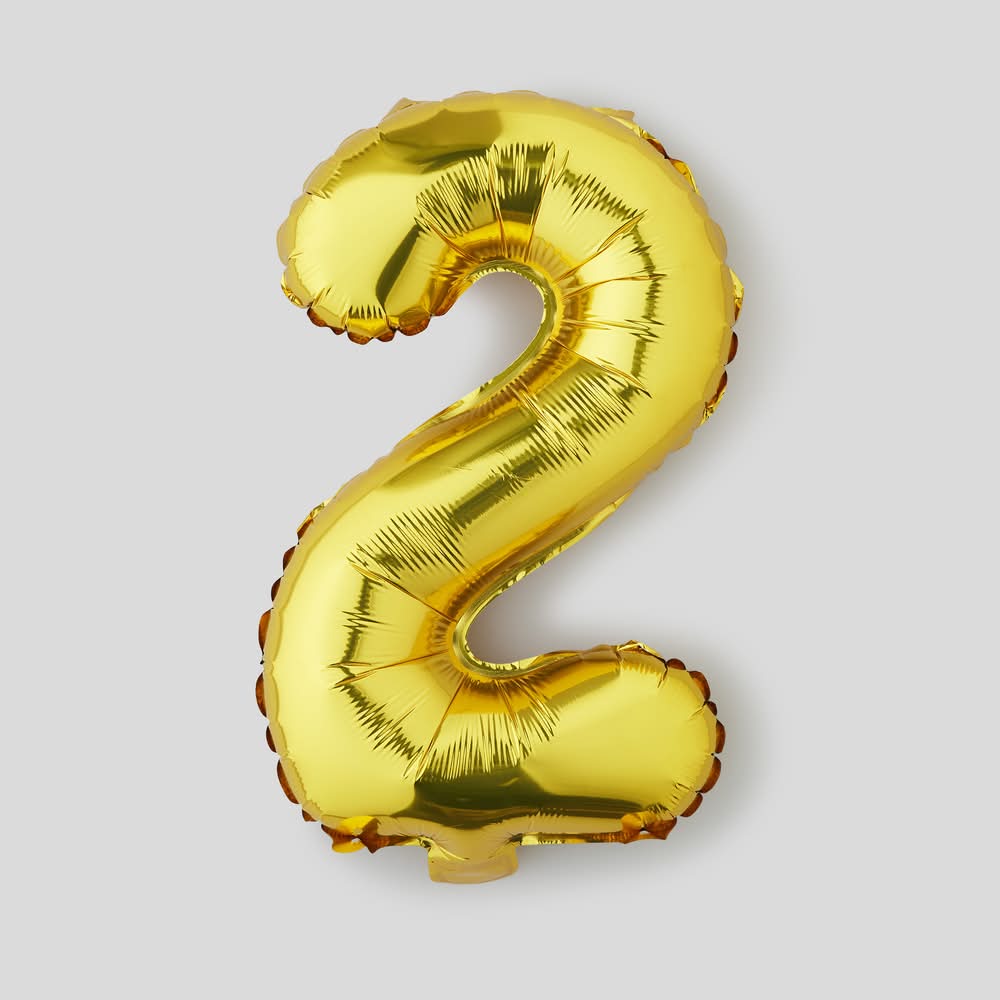 Monoprix - Ballon chiffre 2, 30cm, or (15g)